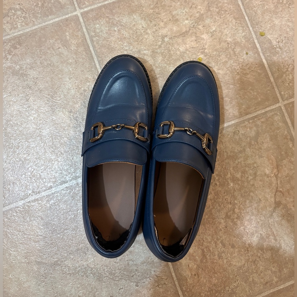 Women Navy Loafer Shoes